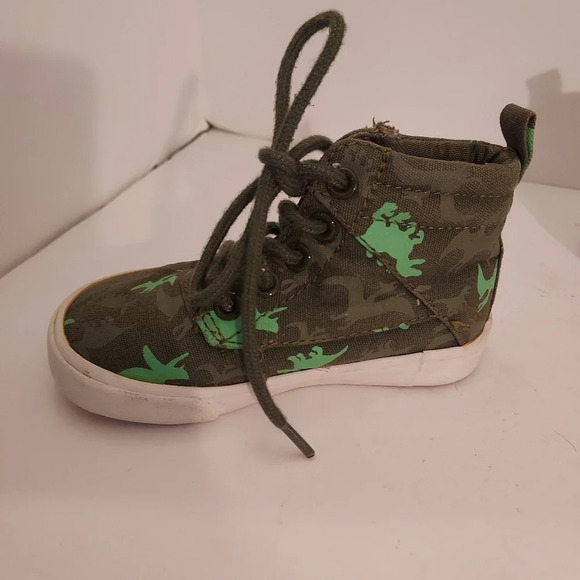 Old Navy Green Dinosaur Lace Up HighTop Sneakers in Size 6 - Picture 7 of 11